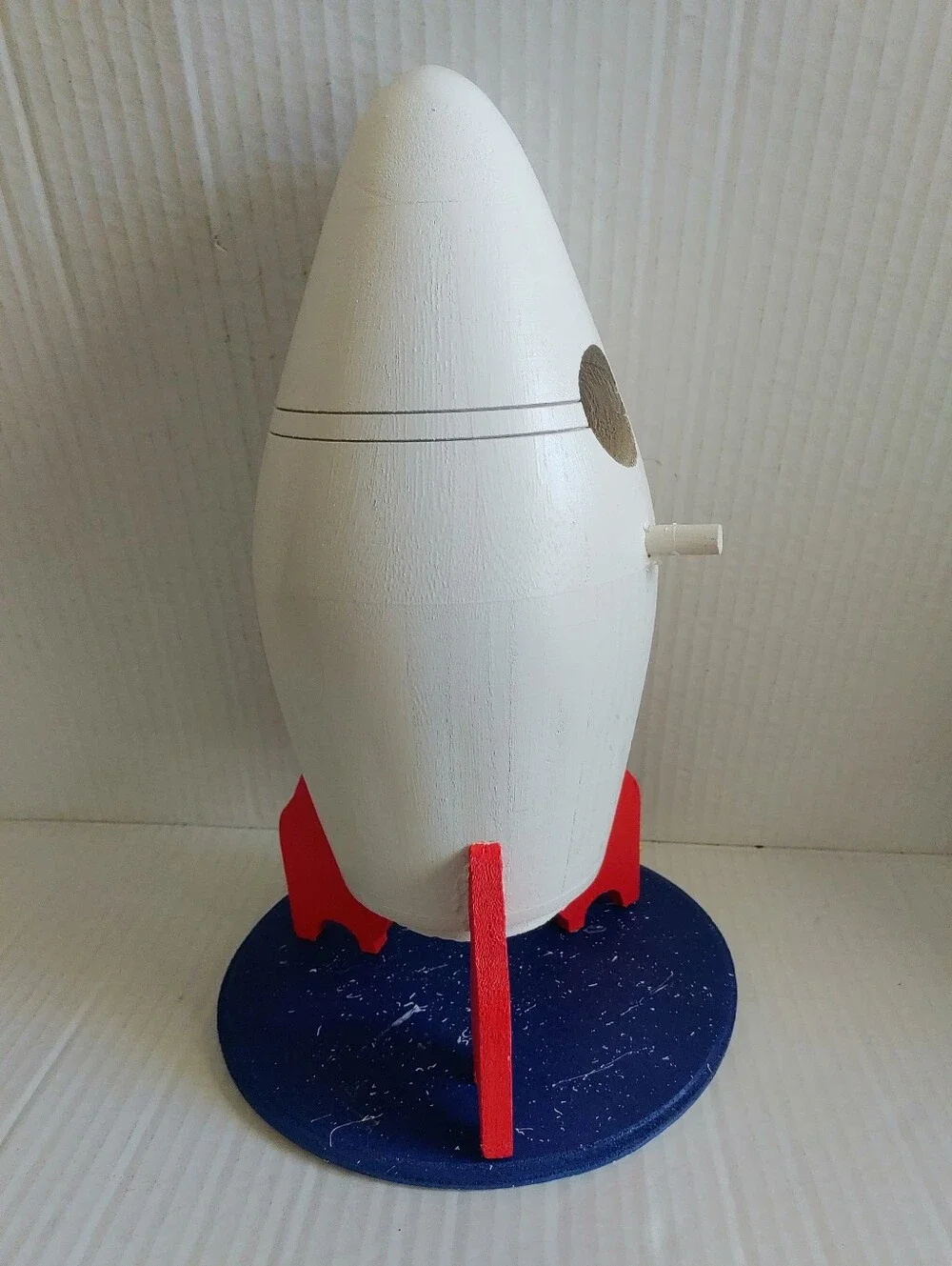 Little Green Man Alien With Pizza Planet Wooden Rocket Bird House